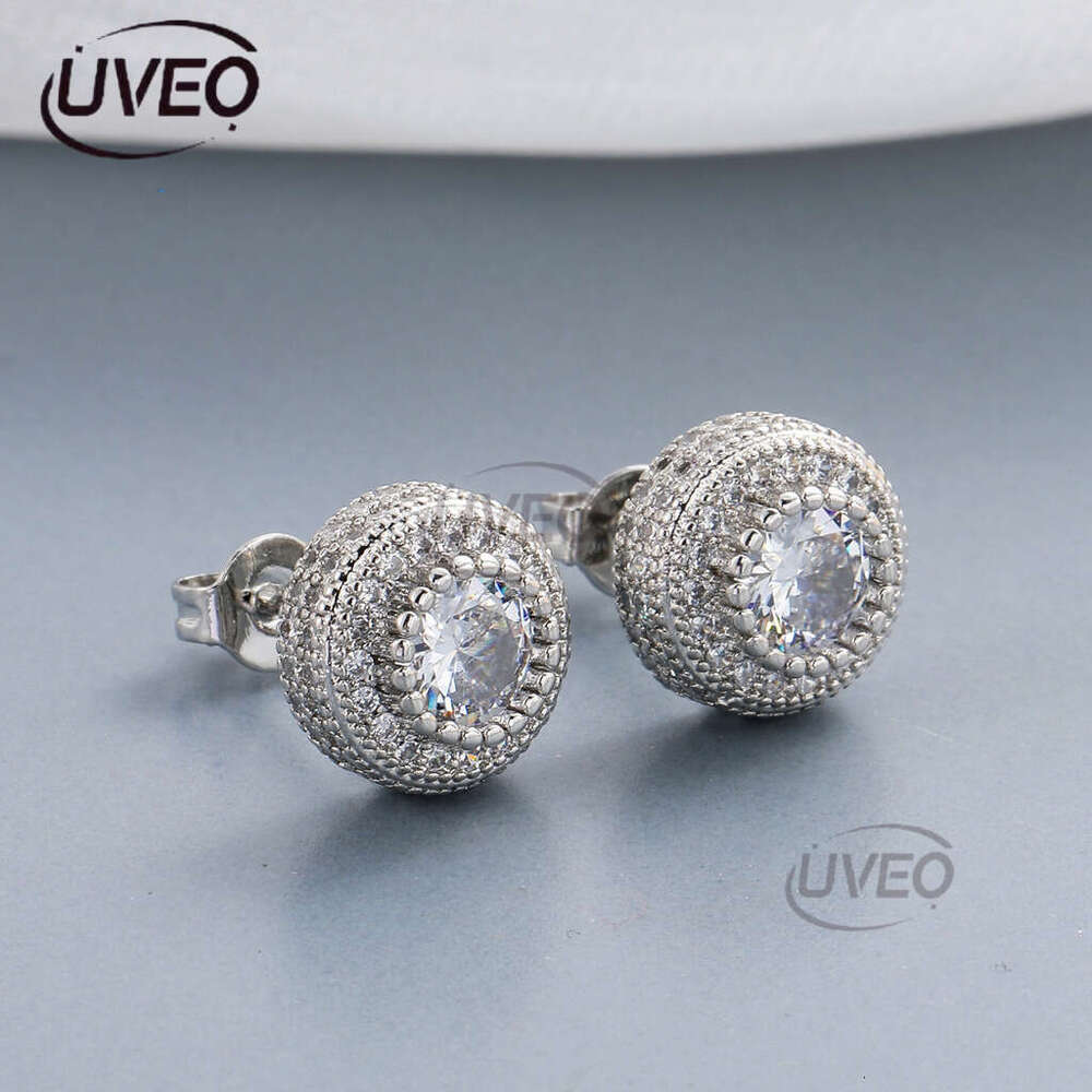 Luxury by tester round ice out VVS Moissanite rose gold hip hop earrings for men and women Free delivery