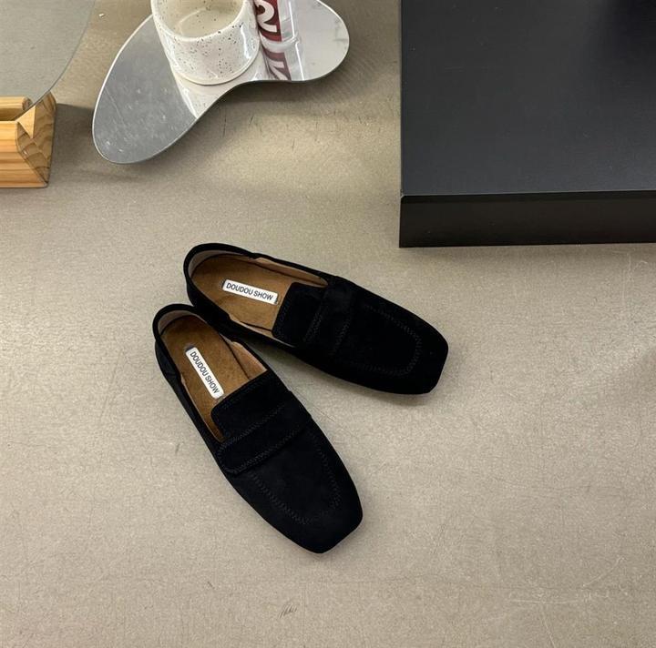 Casual fashionable leather shoes deep mouthed loafers fashionable single shoes square toe frosted soft leather free shipping NEW