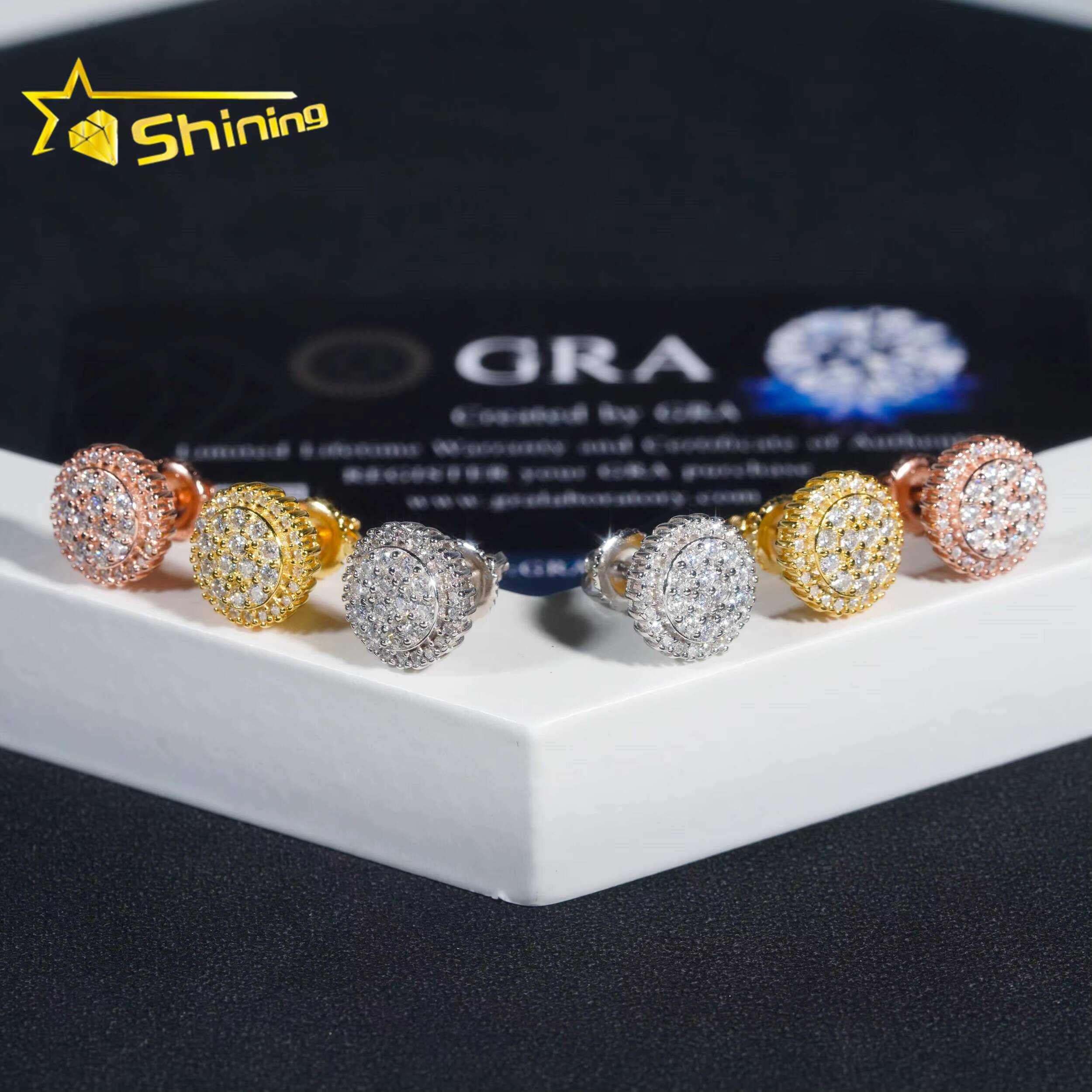 Ready to Ship Earring Fine Jewelry Gold Plated 925 Sterling Silver VVS Moissanite Diamond Screw Stud Earrings