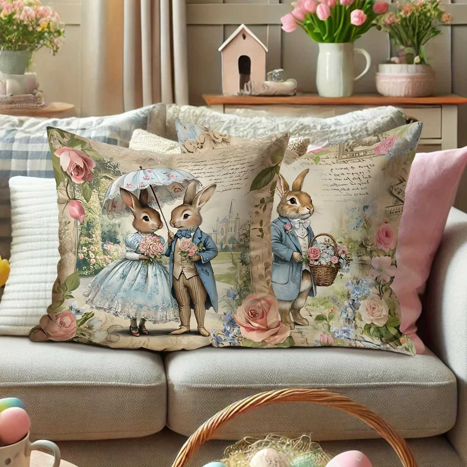 4Pcs Cabin Style Covers - Pray for a Cozy Home Printed Polyester Cushion Covers with Zipper for Sofa/BedM251119