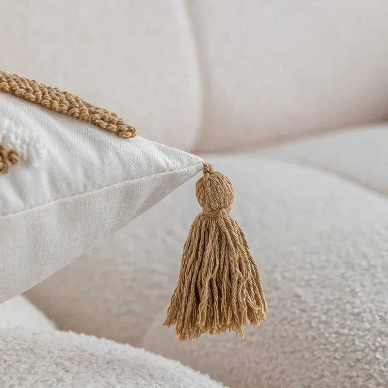 New Geometric Embroidered Case CottonTufted Fringed Cushion Cover 4545/3050cm Decorative Home Cover for SofaM251119