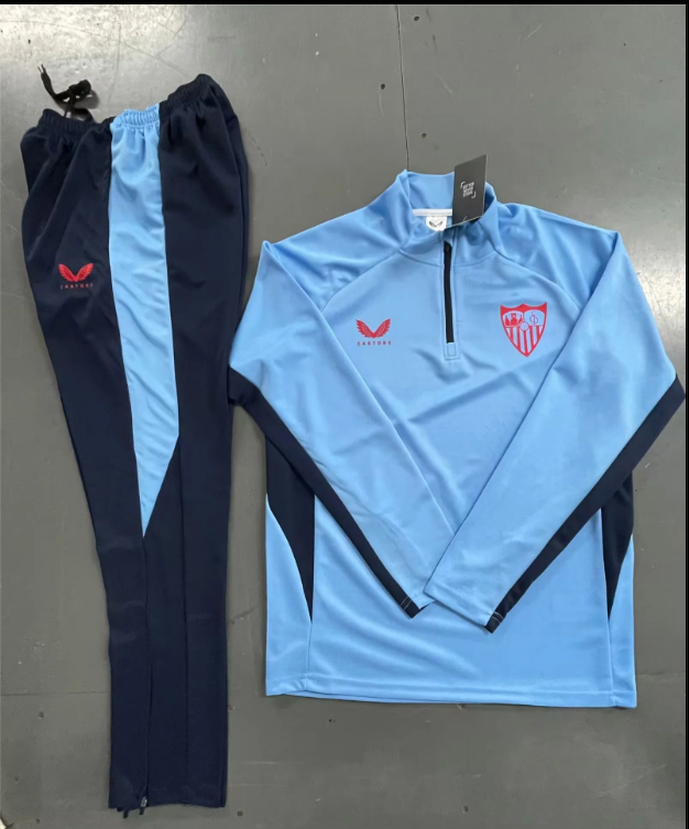 26 27 half zipper Sevilla kids and adult tracksuit jacket soccer jersey 24 25 26 tracksuit training Half pull long sleeve LONG zipper sets kit