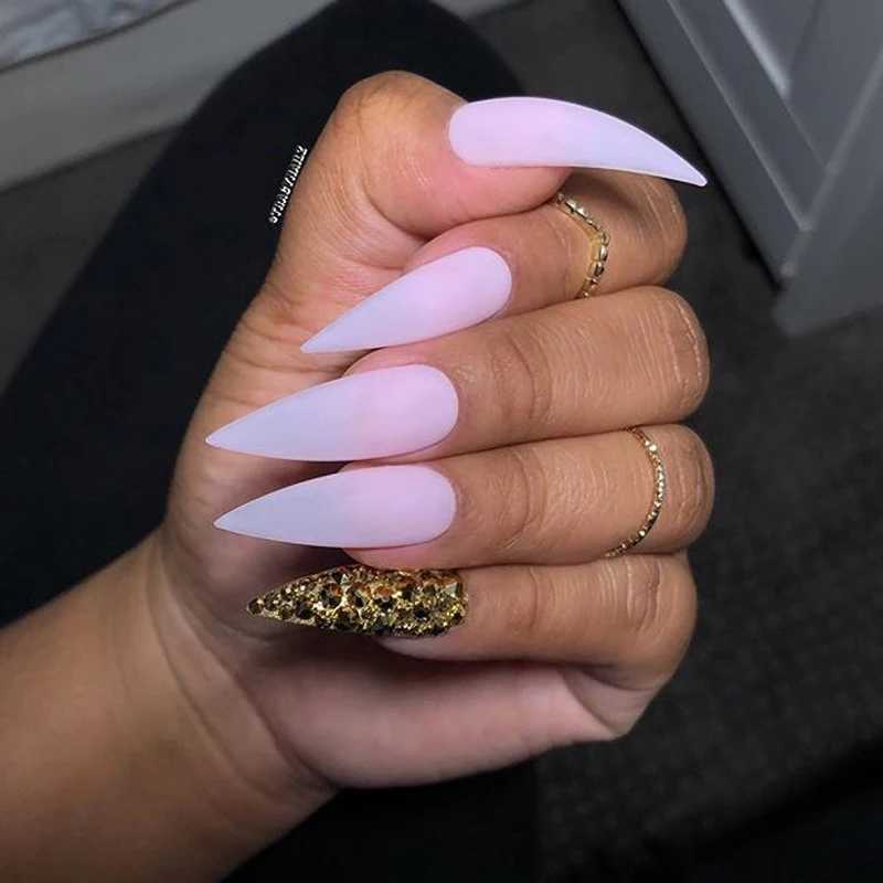 500pcs/lot Long Almond Clear ABS Nails Full Cover Stiletto Pointy False Tips Artificial Acrylic Nail Tips For Nail SalonT251118T251119