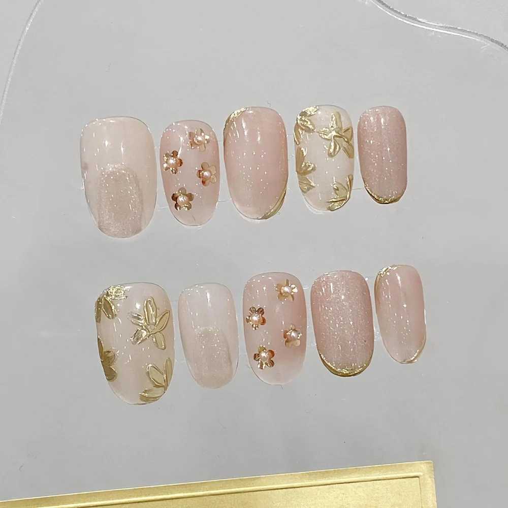 Handmade 3D Green Fairy Almond Press on Nails with Glue Fake Nail Gradient Butterfly Reusable Artifical Full Cover Nail Tips ArtT251118T251119