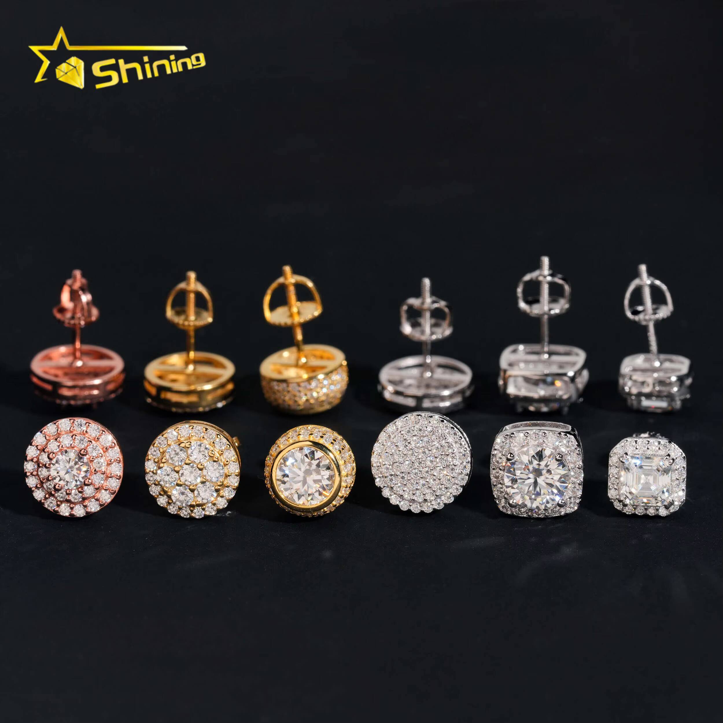 Factory Price High Quality 925 Sterling Silver VVS Moissanite Earrings Fine Jewelry Custom Stud Earrings for Women