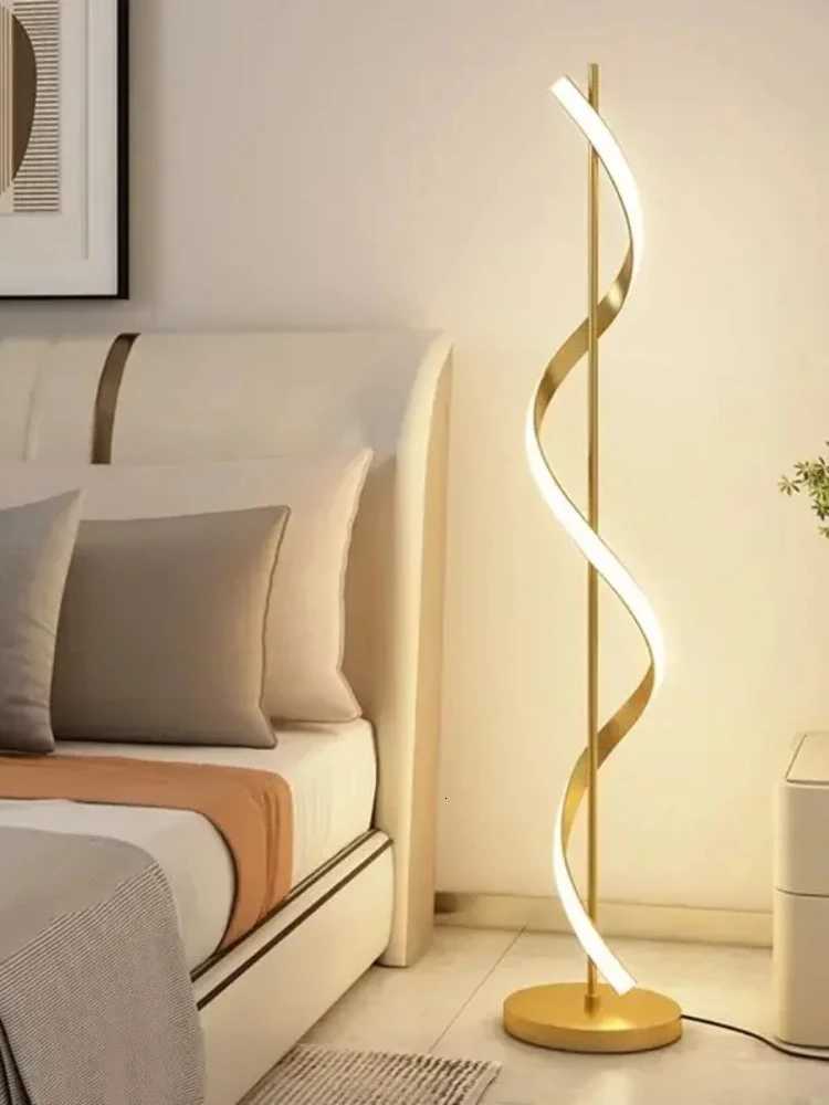 Nordic Modern LED Floor Lamp With Spiral Design Lines Light Luxury Study Indoor Home Decoration Bedroom Bedside Floor Lamp M251119