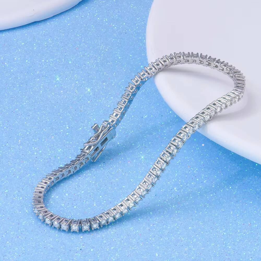 2MM 925 Silver GRA Certified Pass Tester Fashion Hip Hop Style Women Iced VVS Moissanite Mossanite Tennis Bracelet