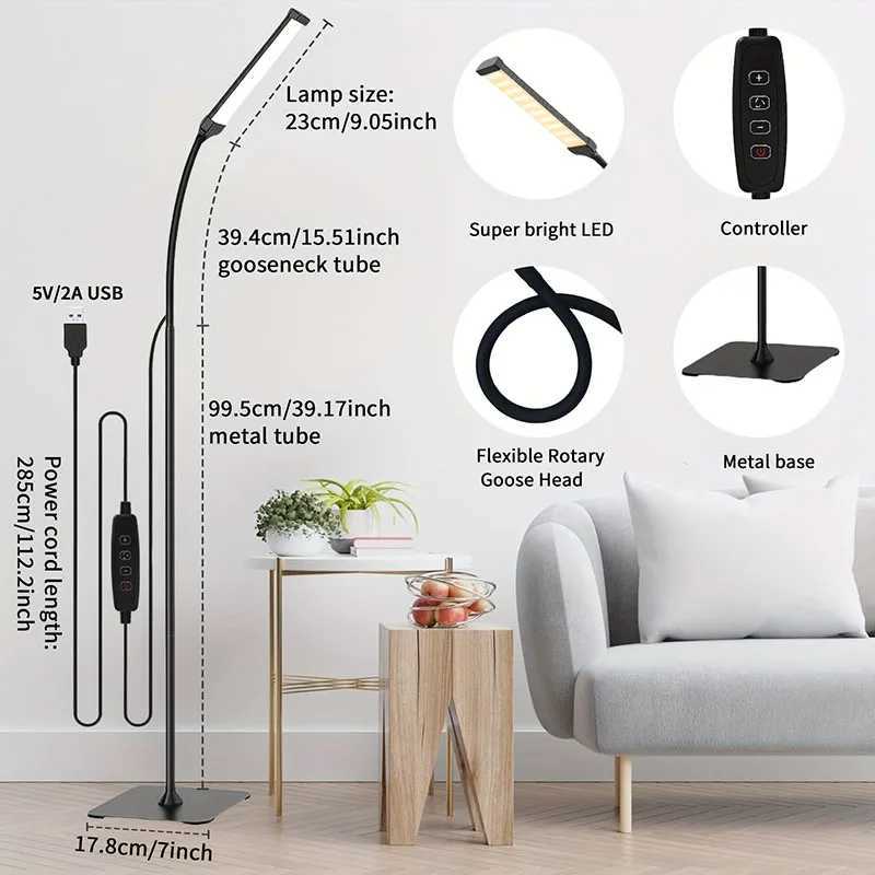 Long Floor Lamp Reading Lamps Floor Standing 120 LEDswith Flexible Gooseneck for Living Room Bedroom Office M251119