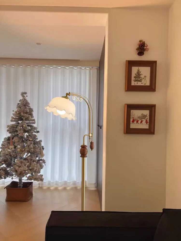 French vintage walnut floor lamp living room sofa ambiance lamp wabi sabi style bedroom bedside standing table lamp M251119