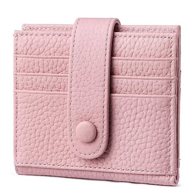 Simple Cow Leather Wallet Short Ladies Card Holder with Buckle Coin Purse Clutch Multi-Card Slot Card Holder Rfid Small WalletT251119