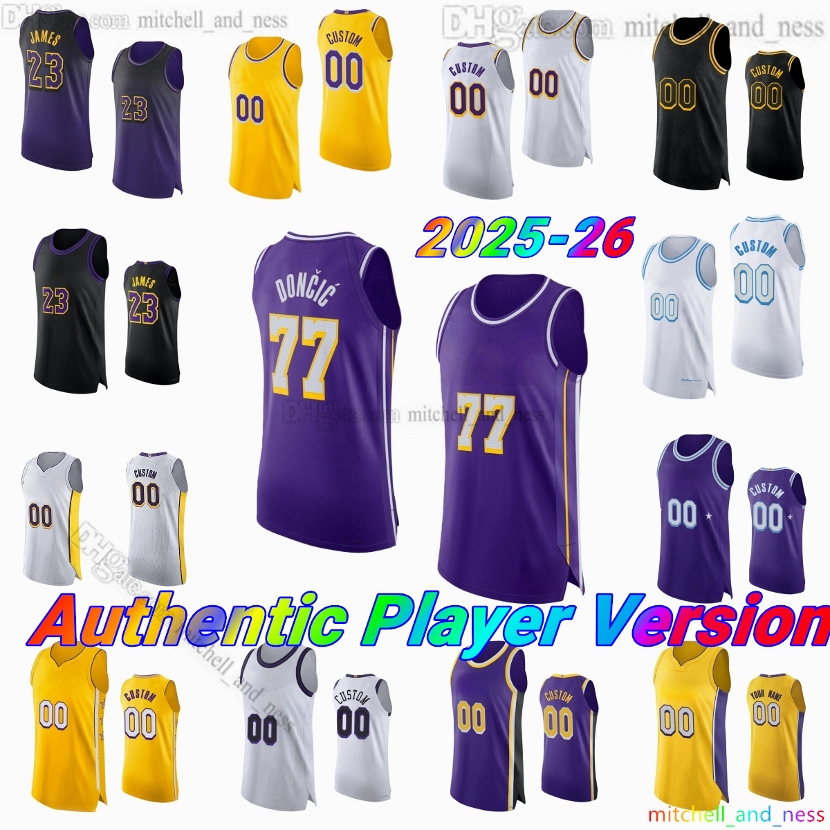 Custom New City 23 James Player Version Basketball Jersey 77 Doncic 15 Reaves 5 Reddish 28 Hachimura 4 Knecht 36 Smart 8 Smith 12 LaRavia Authentic Stitched Jerseys