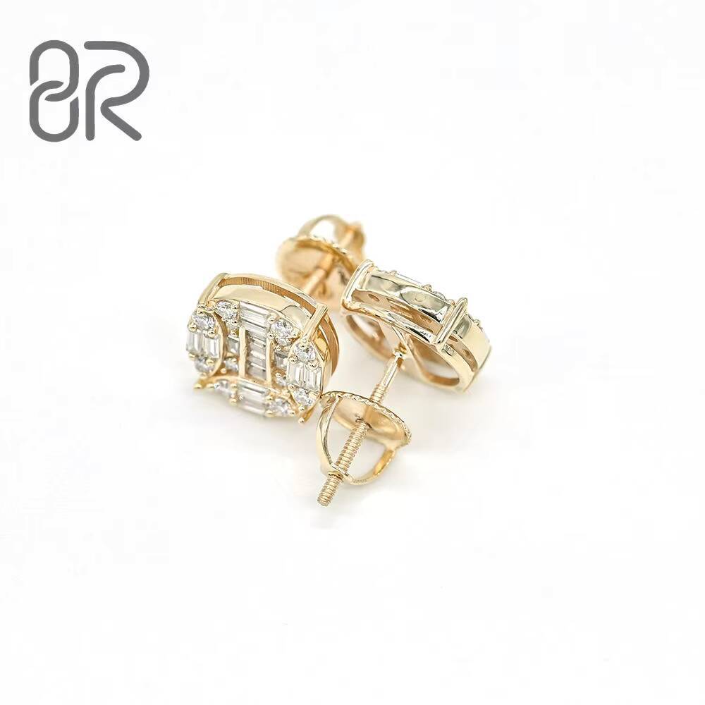 10k 14k 18k Gold Earrings Studs Real Gold Gra Certified Baguette Cut Vvs Moissanite Diamond Gold Earringsqqvvv