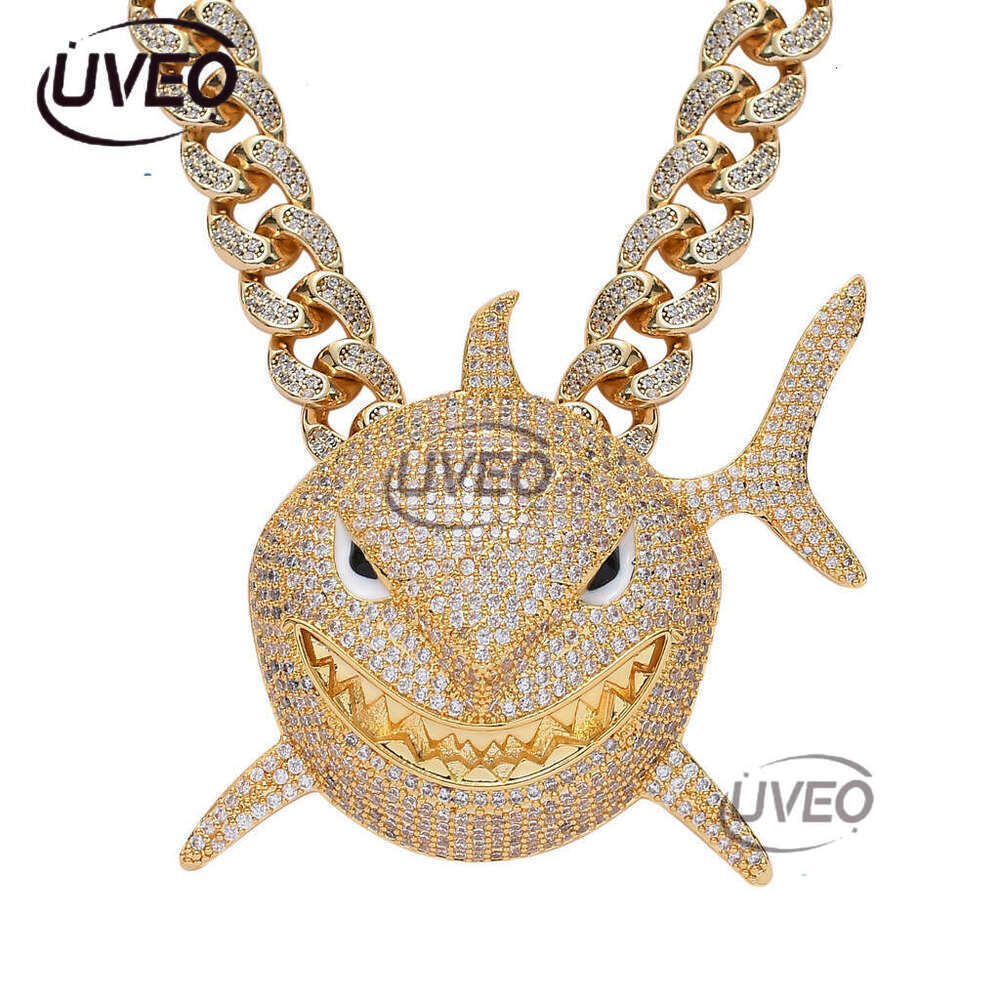 Luxury designer Great Shark Street Advantage Cool Funky Ice Out VVS Moissanstone Hip Hop Cuban Chain Pendant with FREE shipping