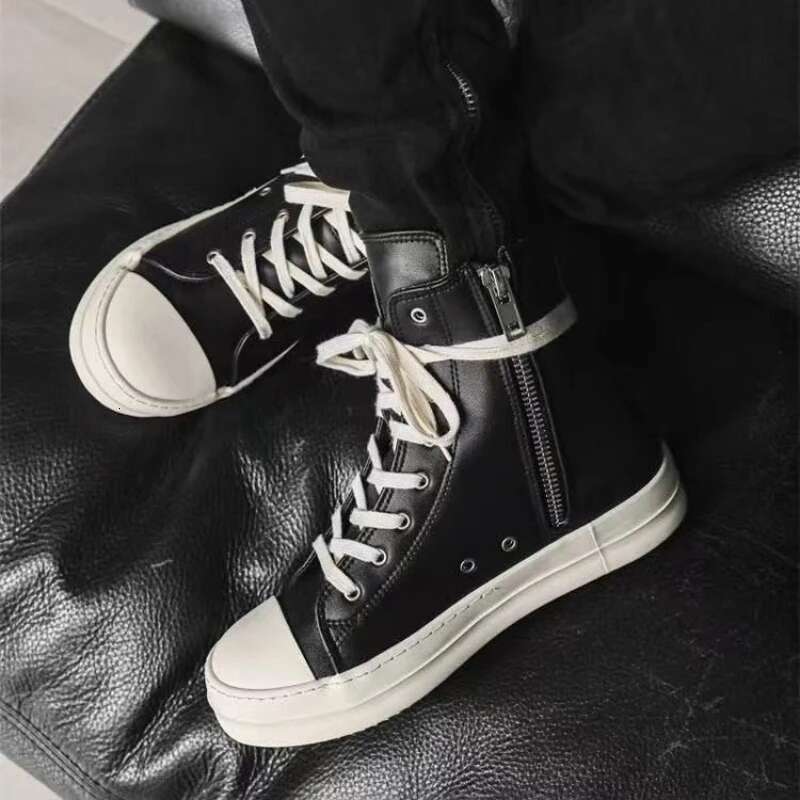 Unisex Casual High Top Women Sneaker Quality Ankle Boot Fashion Zip Metal Canvas High-Top Flat Street Shoe Designer