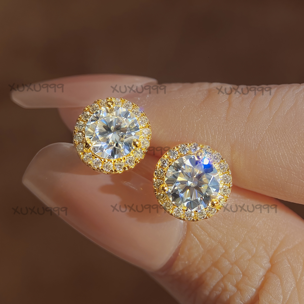 Vvs 88mm Moissanite Diamond Wedding Stud Earrings Screw Back Post for Women and Men