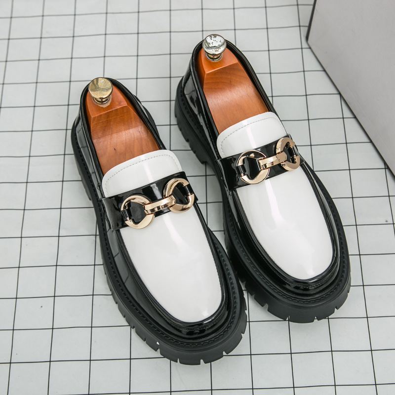 Free shipping Designer Dress Shoes 2025 new business formal mens casual mens shoes with shiny surface height increasing leather shoes white