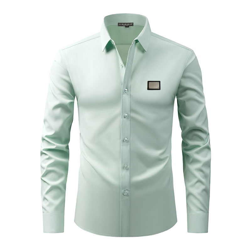 Men's Dress Shirts Business Designer business shirts slim fit versatile all season four sided elastic non ironing men's long sleeved