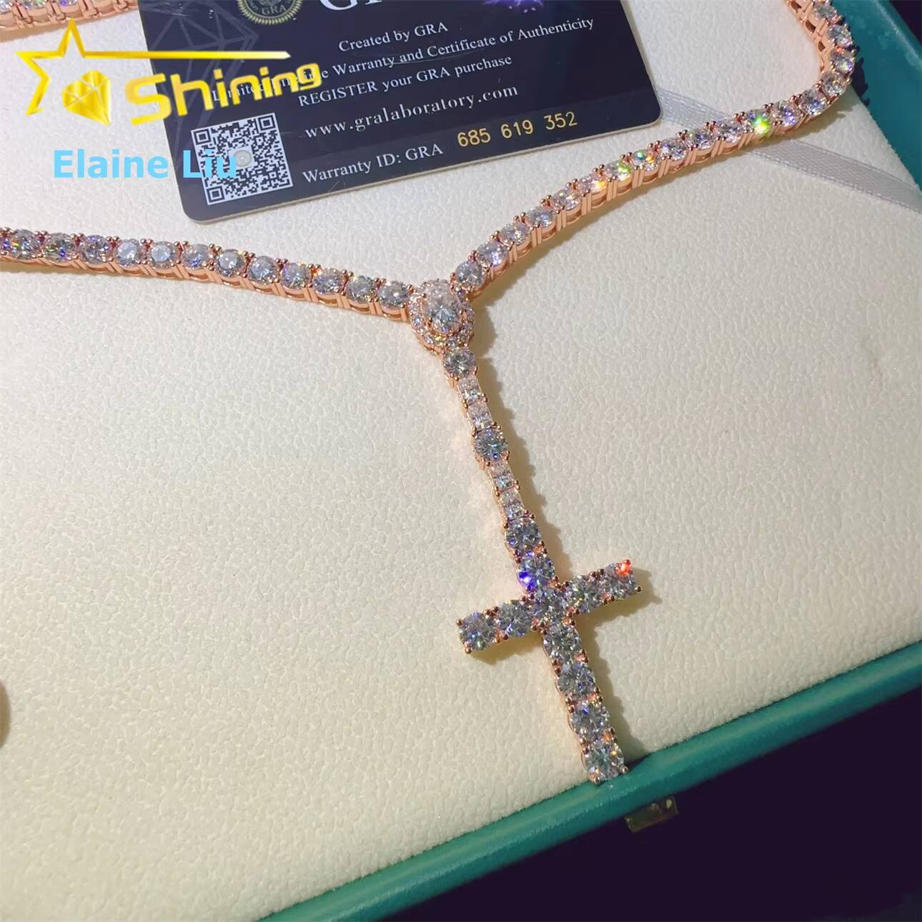 Hip Hop Jewelry Fashion 5mm D Color Vvs Moissanite Diamond Tennis Bracelet Silver 925 Tennis Chain Necklace