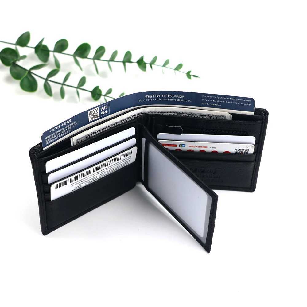 Customized name 100 top-grain cowhide mens wallet wallet card case short walletmulti-slot storage anti-theft card swipingT251119