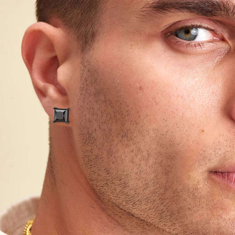 Black Princess Cut Laboratory Jewelry Gift for Men and Women Pure Sier VVS GRA 2.0CT Silicon Stone Earrings