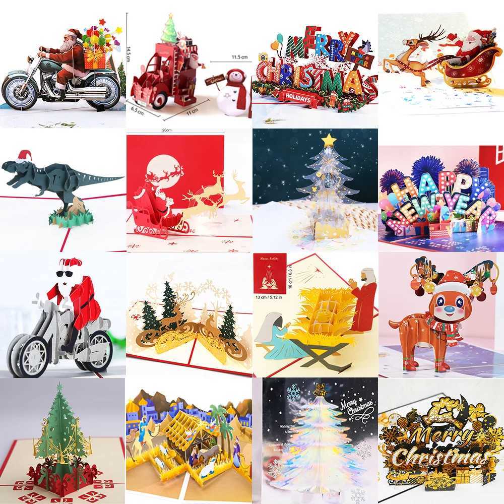 New 3D Pop UP Christmas Cards Santa Invitation Greeting Card Party Children Gifts New Year Thank You Card Holiday Gift Postcard G251119