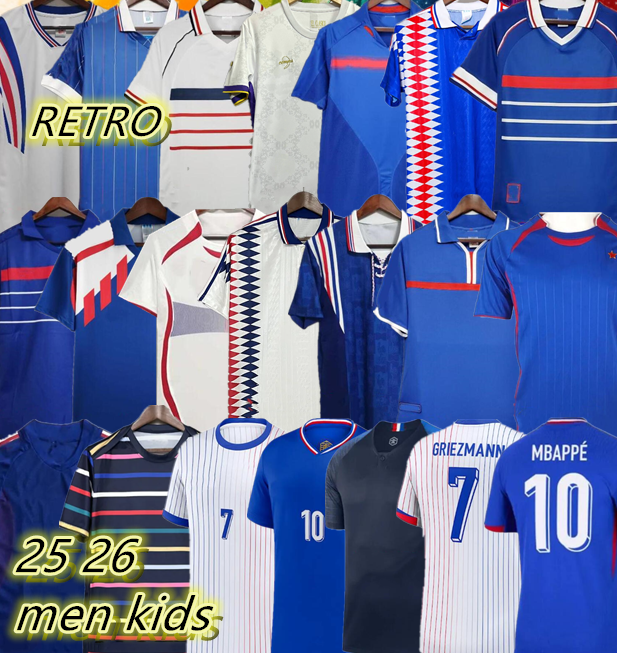 ZIDANE 1998 RETRO 90 82 00 04 06 HENRY 2024 2025 MBAPPE soccer jerseys Fan Player Frenchs 24 25 frnchs Football shirt GIROUD Men Maillot de Foot Equipe kids kit GRIEZMANN
