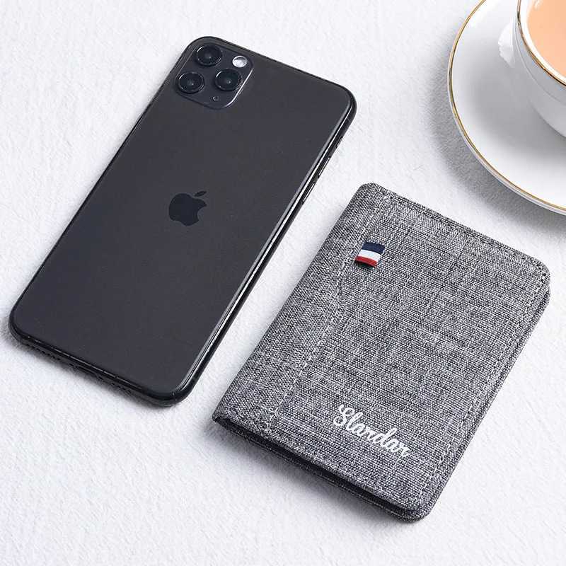 2024 New Canvas Men Wallet Card Holder MenS Purse Coin Pouch Id Card Holder Short Credit Card Holder Slim Wallet Money ClipT251119