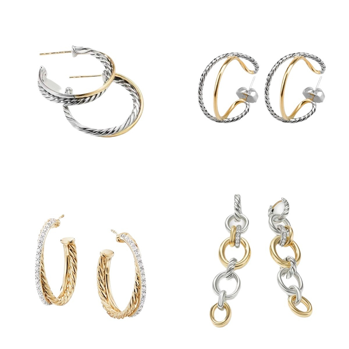 Designer Earrings Unisex 925 Stud Earrings Hoop Earrings for Women Twisted Weave Diamond Earrings Fashionable Vintage Earrings High Quality