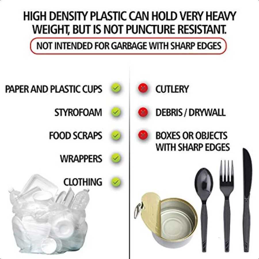 High Density Trash Bags 60 Gallon 150 Count 22 Micron eq 38 x 60 Black for Bathroom Office Industrial Commercial Janitorial Mun C251119