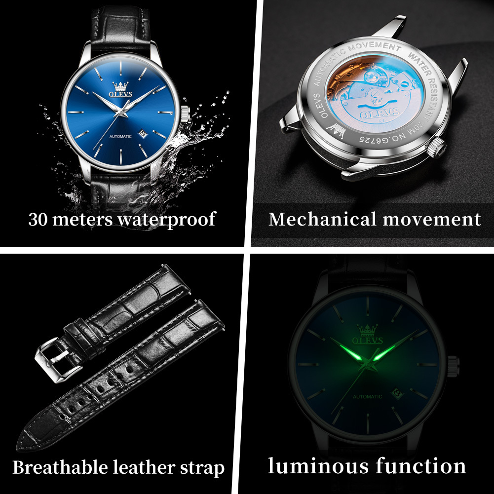 OLEVS Designer Men's Watches Fully Automatic Mechanical Watches Business Luxury Gentleman's Simple Waterproof Watches Men's Watches Fre