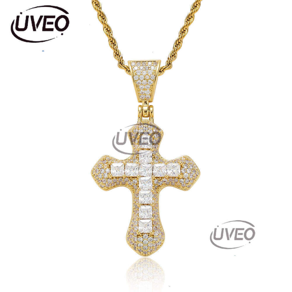 Luxury designer Cross Pendant Ice out VVS Moissanite Pendant Solid Men's and Women's Hip Hop Necklace with free shipping
