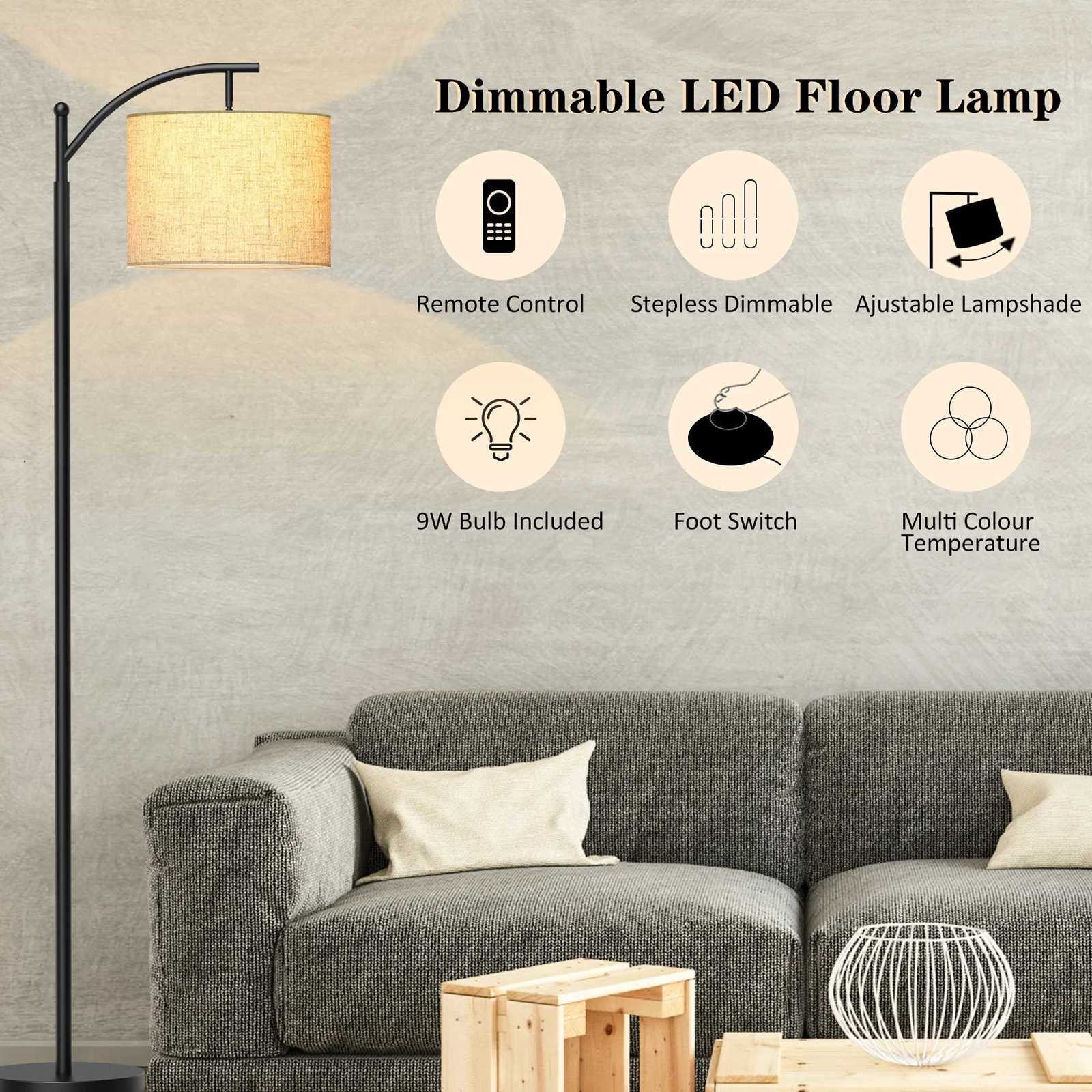 62 Arched Floor Lamp with Remote Control and Bulb Included M251119
