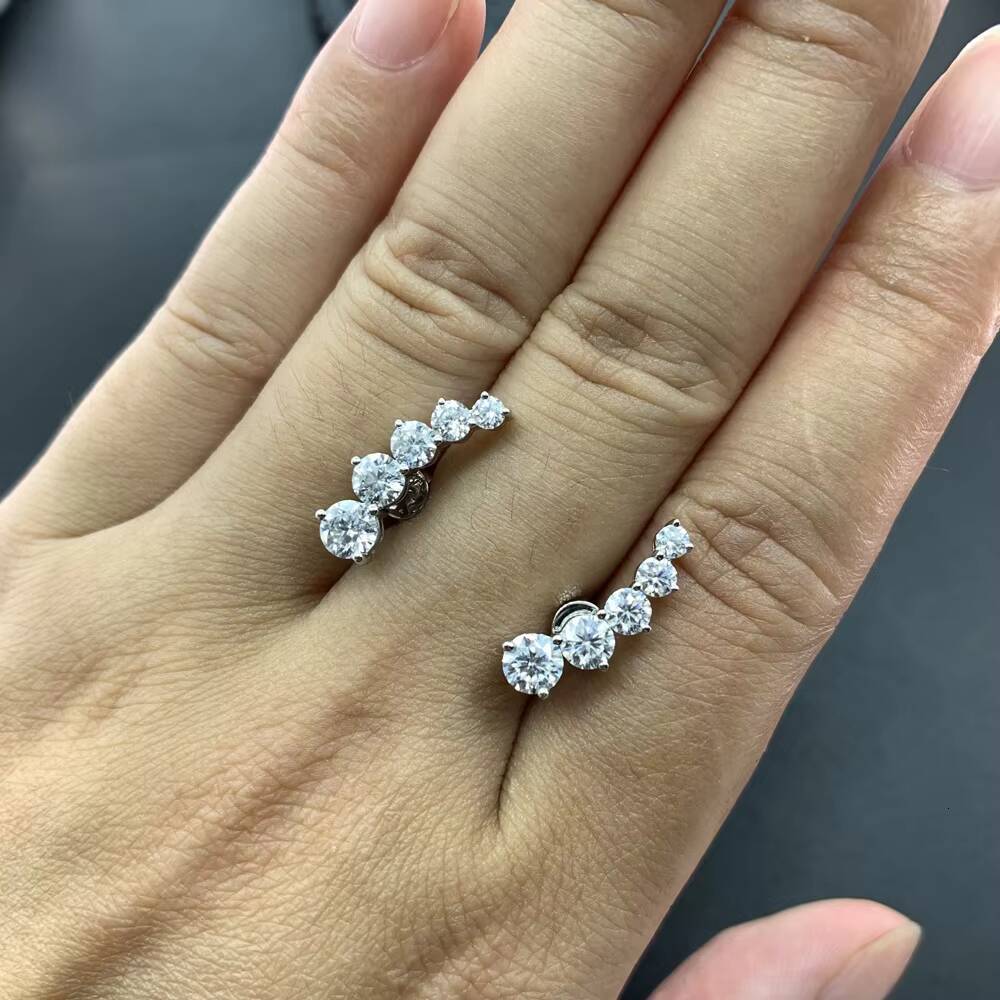 Fashion New 14k Gold Super White Round Brilliant Cut Moissanite Diamond Earrings Women Jewelry