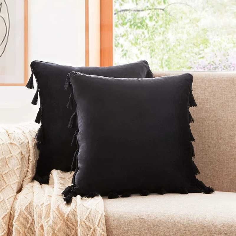 2pcs Black Tassel cases Holiday Home Cover DecorationVelvet Gift Throw Cushion Covers 30x50cm 45x45cm 50x50cmM251119