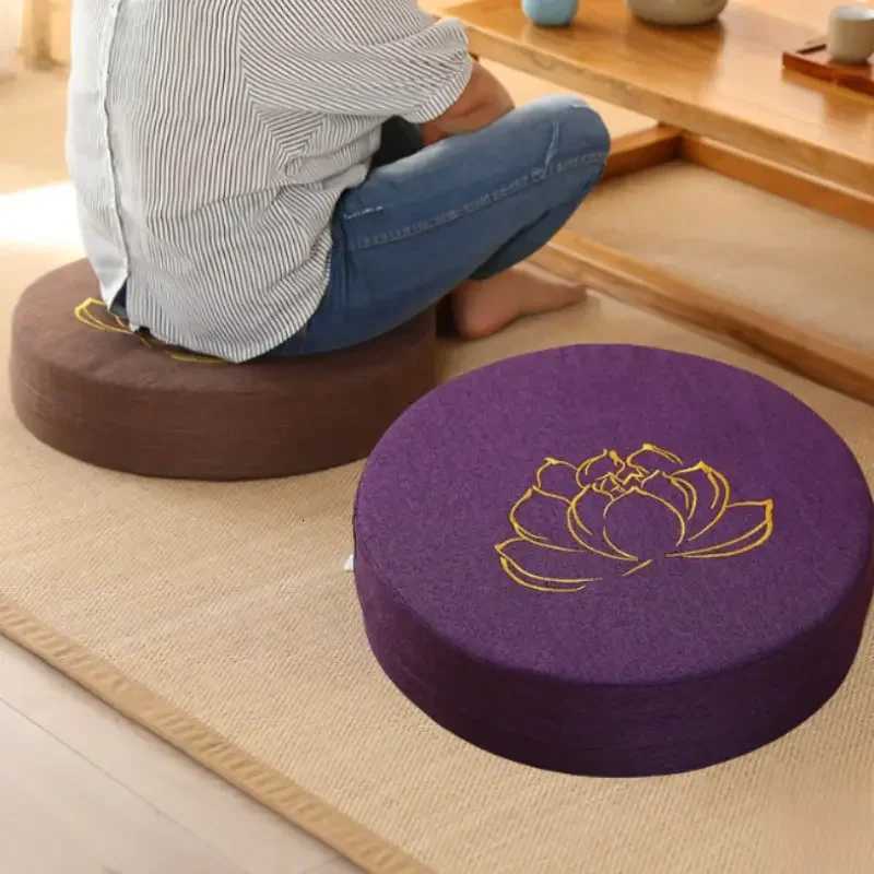 Yoga Meditation Cushion Round Thickened Embroidered Lotus Cushion with Backrest and 406cm Tatami Is Removable WashableM251119