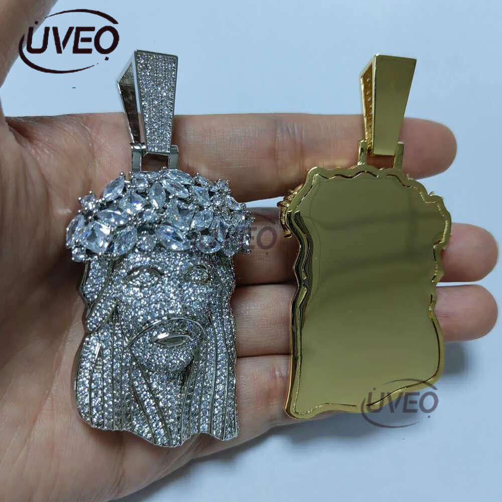 necklace moissanite chain Jesus Pendant with 13mm Moissanite Cuban Chain Necklace Hip Hop Jewelry for Men Gift