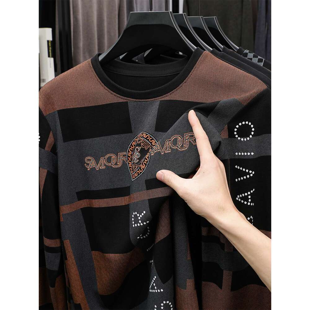 Original Quality Men's O-Neck T-Shirt Exquisite Letter Jacquard Long Sleeve Autumn Versatile Commuting Sports Casual Menswear - view 7