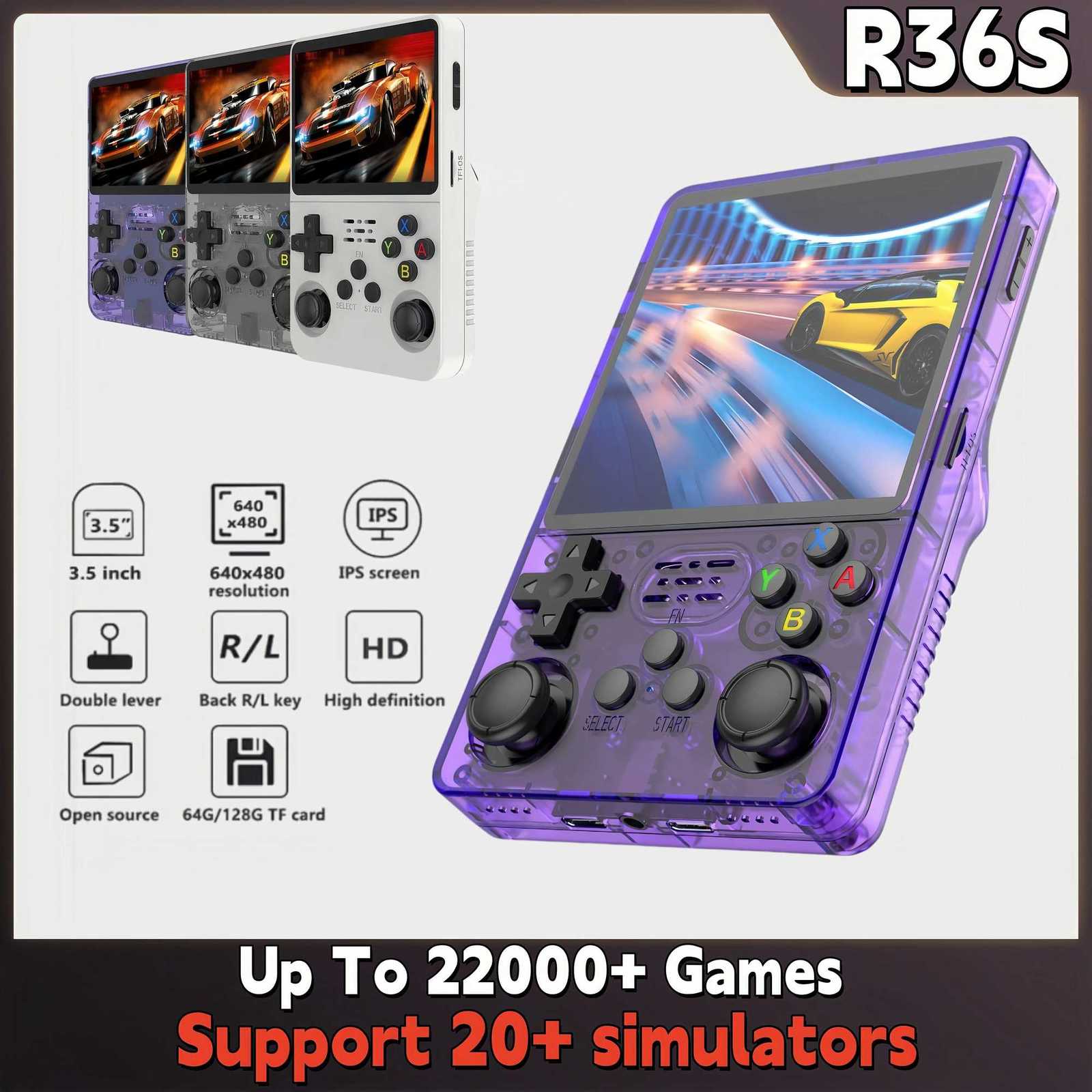 Retro R36S Handheld Video Game Console 35 Inch IPS Sn Portable Pocket Player with 128GB Preloaded Games Linux System H25111921