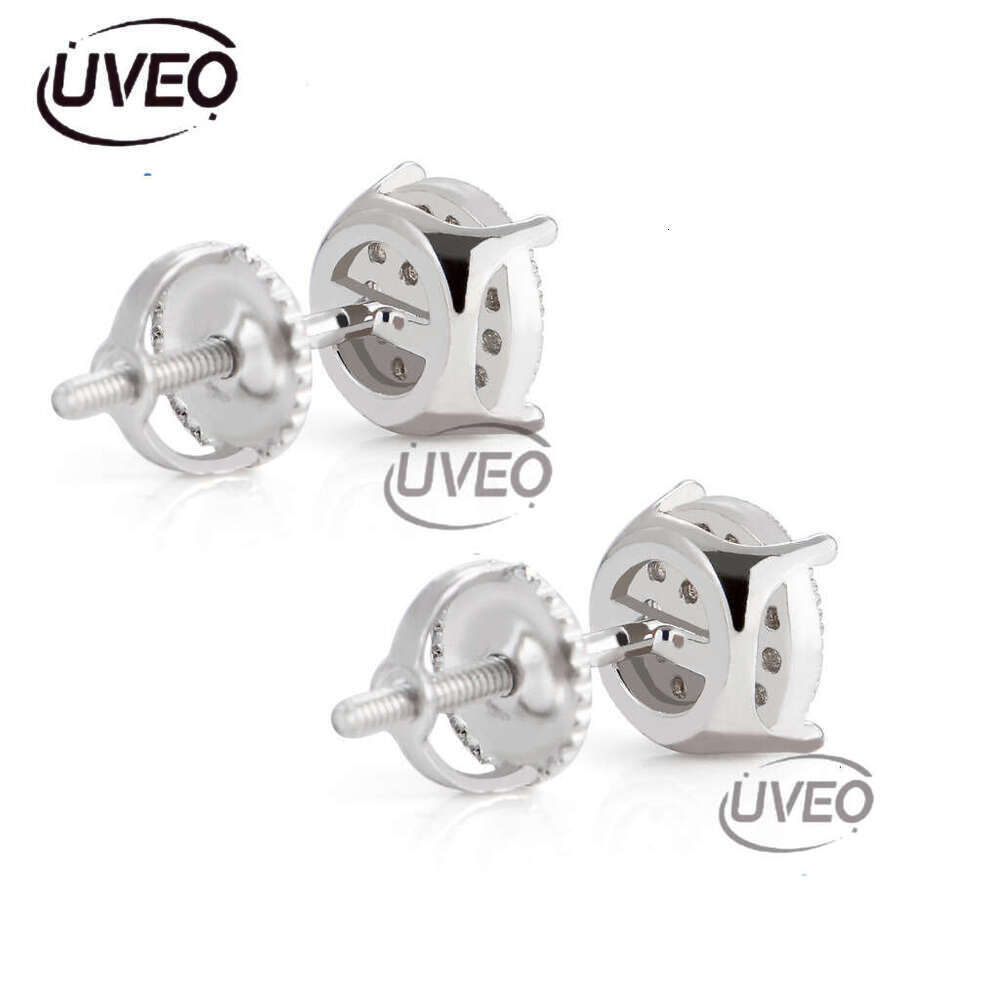 Luxury micro inlaid ice out VVS Moissanite round simple men women S earrings Hip Hop Free delivery