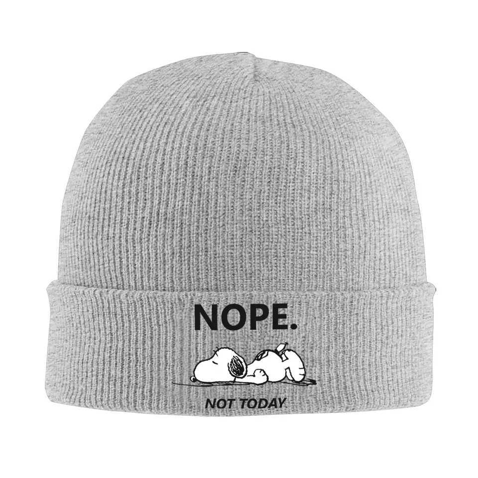 Custom Snoopys Nope Not Today Bonnet Hats Hip Hop Knit Hat For Men Women Winter Warm Skullies Beanies Caps G251119