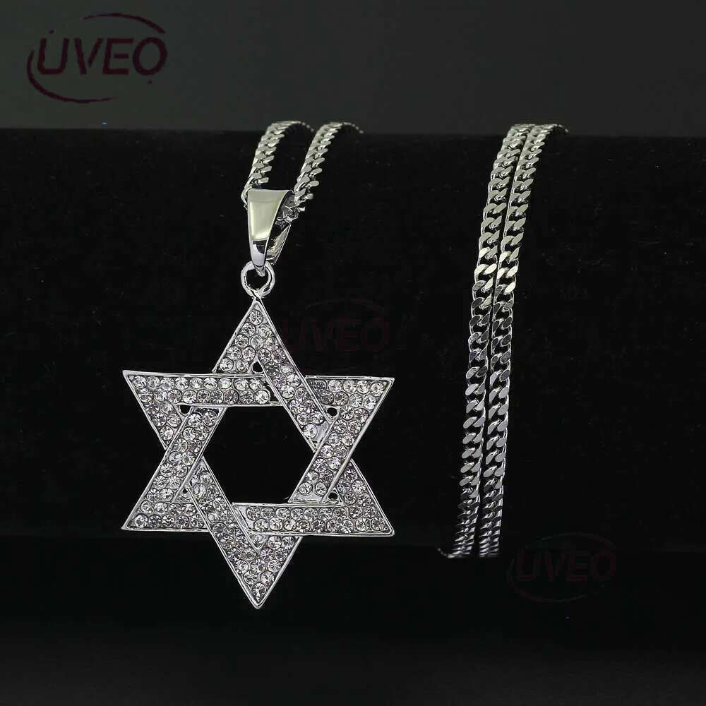 cuban Moissanite pendant necklace pass GRA certified Rhie Star of David Pendant Necklace Hip Hop Jewelry sier