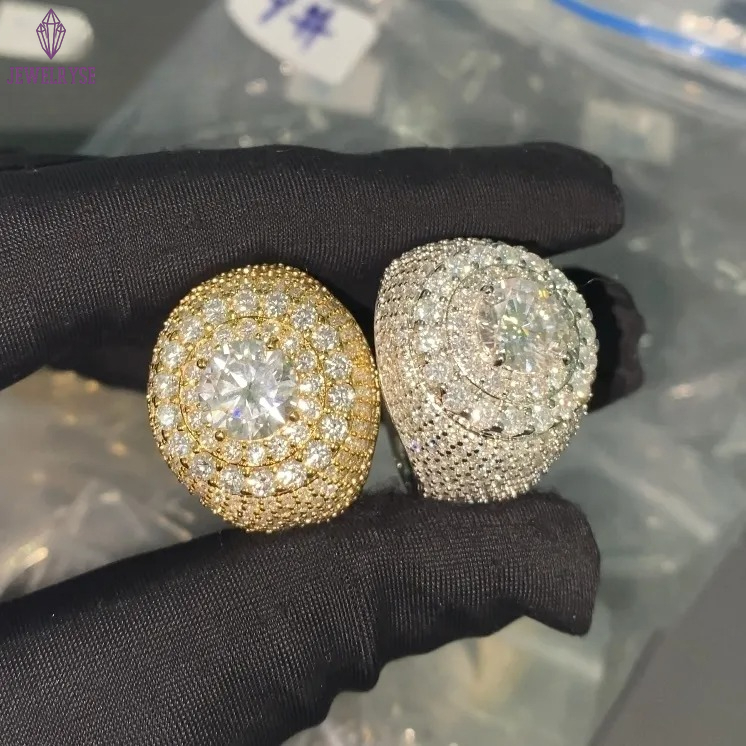 Hot Sale Multiple Choice Custom Iced Out Hip Hop Men Ring VVS Moissanite 925 Sterling Silver Rings Diamond Jewelry Ring for Men