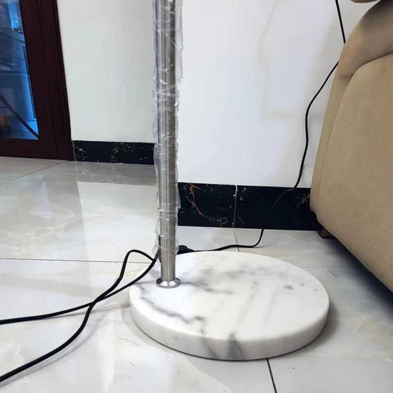 Nordic Led Floor Lamp Living Room Bedroom Stainless Steel Tall Floor Light Personality Curved Glass Standing Lamps M251119
