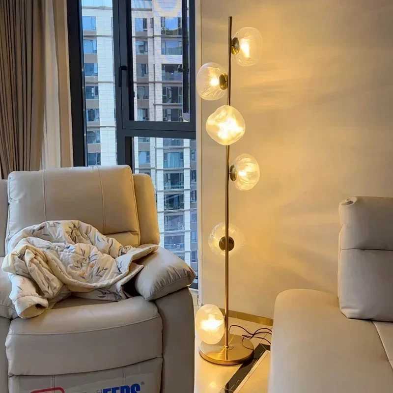 Nordic Glass LED Floor Lamp Modern Living Room Villa Designer Sofa Standing Light Bedroom Study Reading Desk Lamp Decor M251119