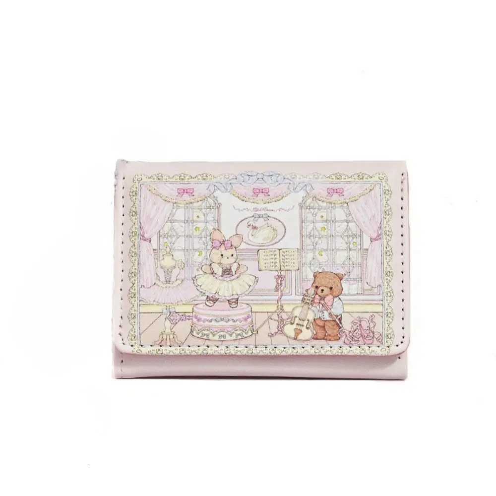 Vintage Bear and Rabbit Short Wallet Portable PU Coin Purse Multi Slot Card Holders Woman Business Shield Card HolderT251119