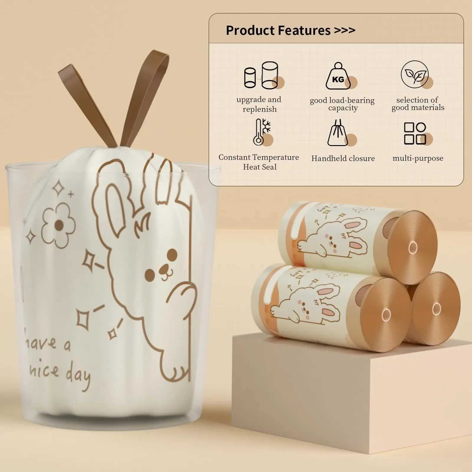 20pcs/1 Bag Gallon Thick Kitchen Garbage Bag with Drawstring Tear Free Storage Daily Household Use Large Handheld Bag for Home C251119