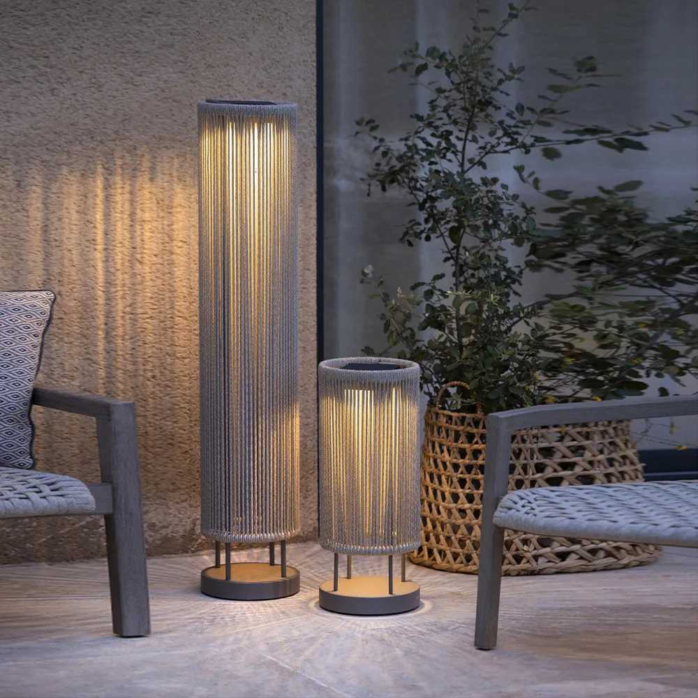 Outdoor waterproof lawn floor light Nordic rattan standing lamp Solar Villa courtyard garden balcony home decorative table lamps M251119