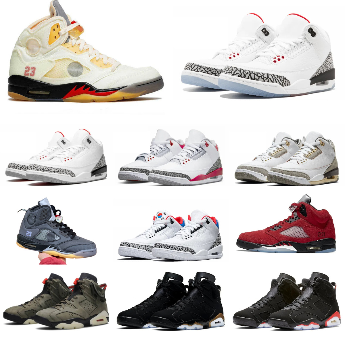 Trainers 3 J3 Basketball Sports Shoes Retroes Jump Mans Women 5 6 J5 Grey Black White Green Unc Cement 3S Sail Muslin Reverse Metallic Carmine 5S Infrared Red Sneakers