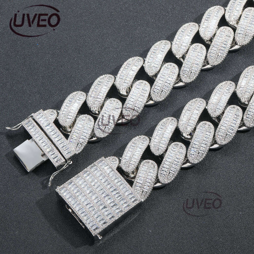 Luxury designer 40mm Cuban Chain Ice out VVS Moissanite Sterling Silver Gold Plated Men's Hip Hop Necklace with free shipping
