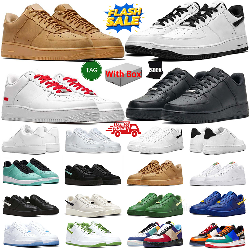 af Men 1s Running Shoes Low Casual Shoes Trainer One Unisex High Women All White Black Wheat Walking Outdoor Sports Sneakers size 36-45